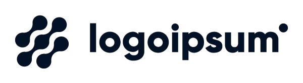 Blue "logotype" text with a wavy, abstract design element to the left.